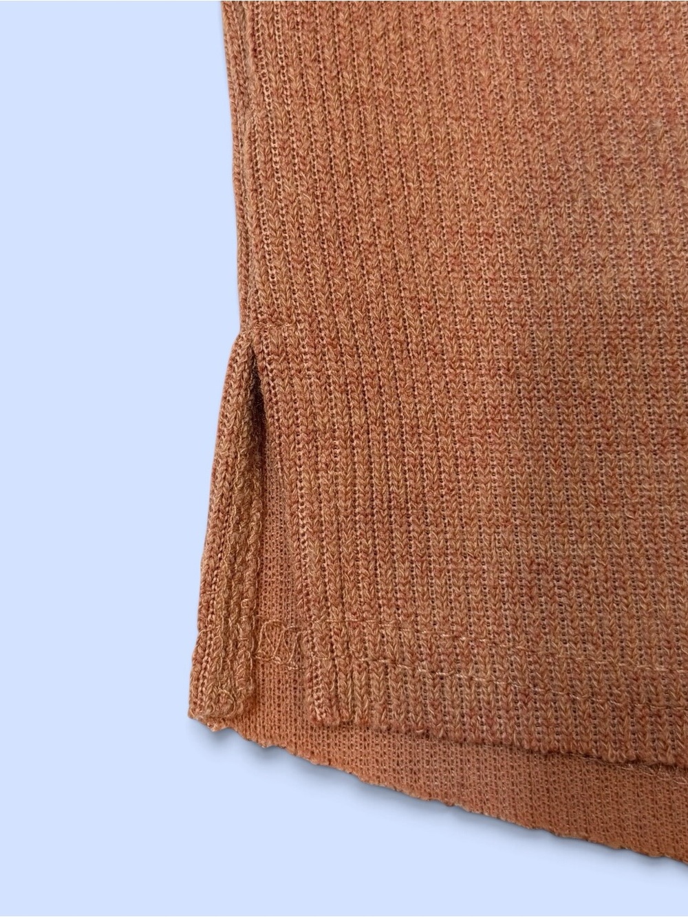 Blu Pepper Terracotta Ribbed Knit Notched V-Neck Top Pullover Sweater Size L - Picture 6 of 13